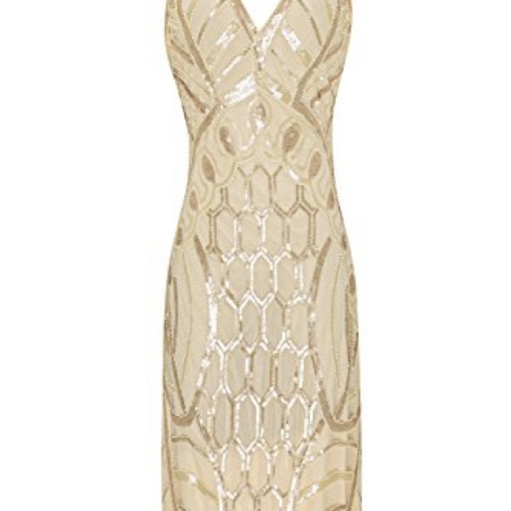 Metme Women's 1920s V Neck Sexy Straps Gatsby Party Dress Vintage Sequin Party - Picture 2 of 10
